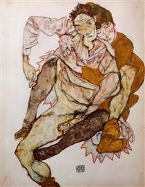Seated Couple (Egon and Edith Schiele) - Egon Schiele