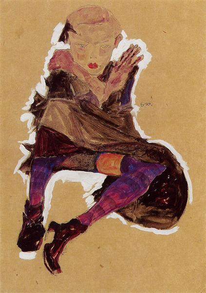 Молода дівчина сидить, 1910 - Егон Шиле