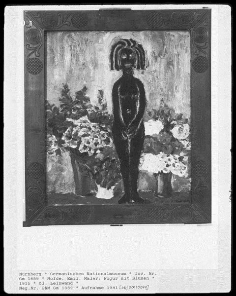 Figure with flowers, 1915 - Еміль Нольде