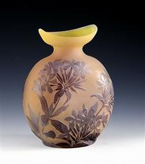 Ovale Vase mit Phlox, Nancy, Frankreich - Emile Galle