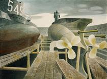 Submarines in dry dock - Eric Ravilious