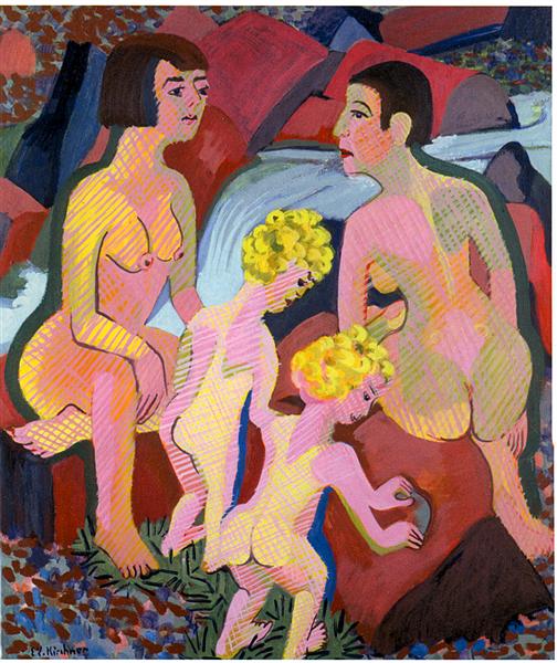 Bathing Women and Children, 1925 - 1932 - Эрнст Людвиг Кирхнер