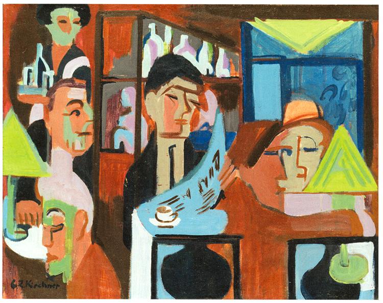 Café in Davos, 1928 - Ernst Ludwig Kirchner
