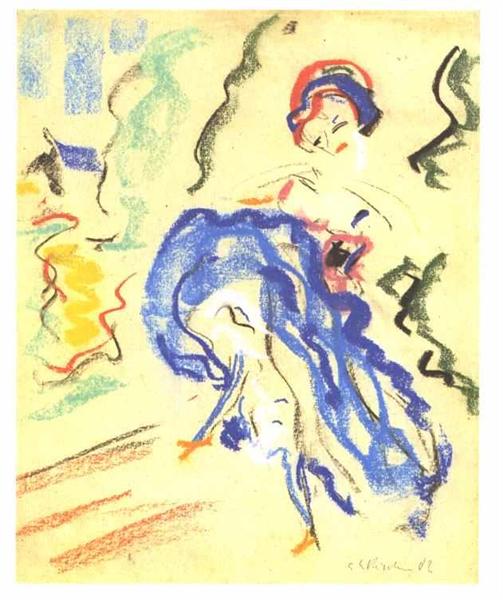 Dancer in a Blue Skirt - Ernst Ludwig Kirchner
