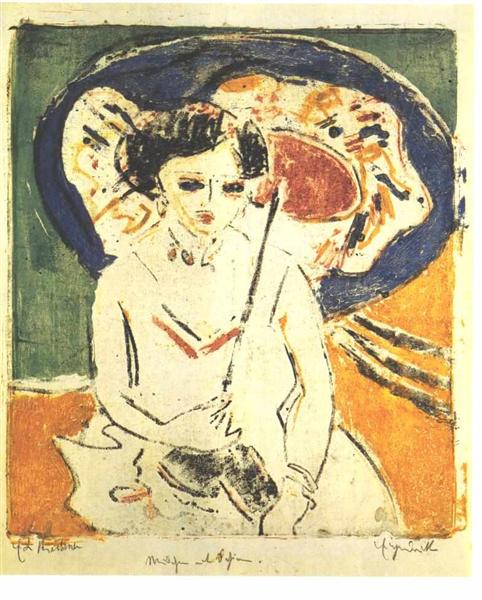Dodo with a Japanese Umbrella, 1909 - Ernst Ludwig Kirchner