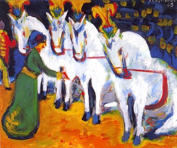 White horse performance act, 1908 - 1909 - Ernst Ludwig Kirchner