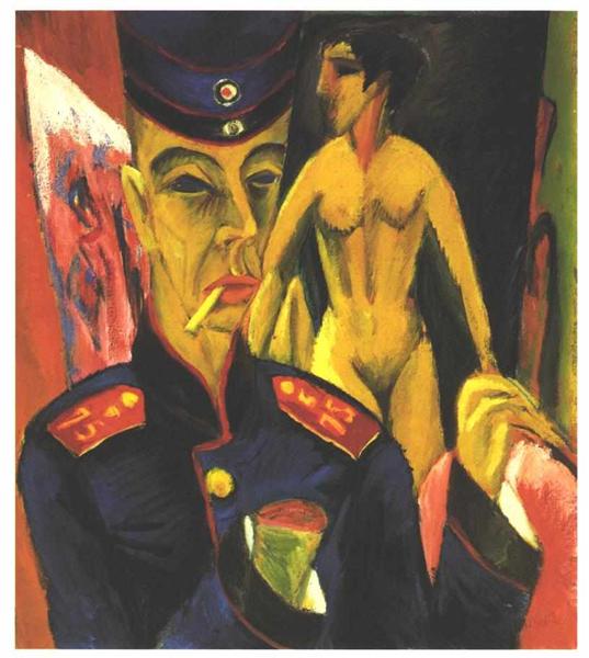Self-Portrait as a Soldier, 1915 - Ernst Ludwig Kirchner