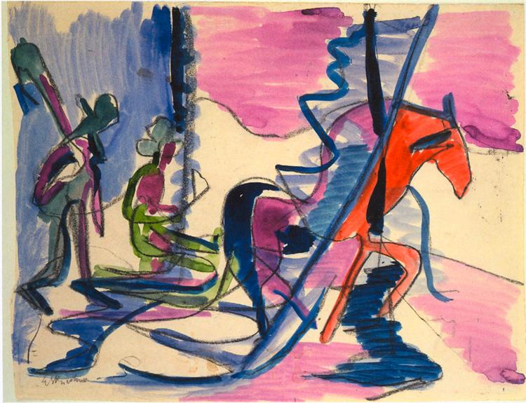 Sledge in the Fog, 1928 - 1929 - Ernst Ludwig Kirchner