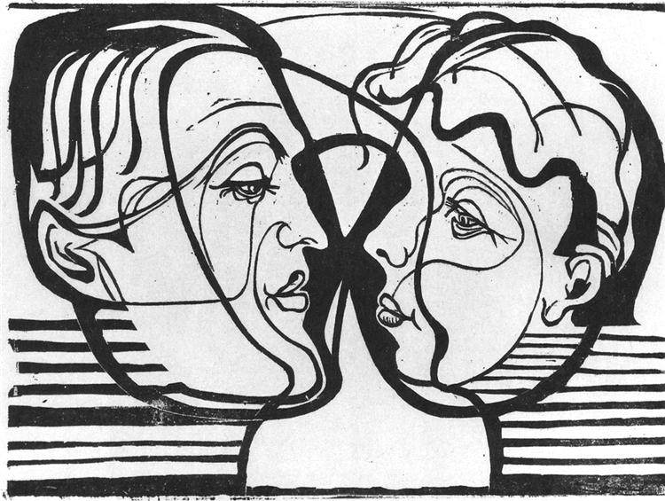 Two Heads Looking at Each Other, 1930 - Ernst Ludwig Kirchner