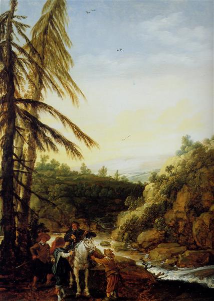 Landscape robbing of a equestrian - Esaias van de Velde