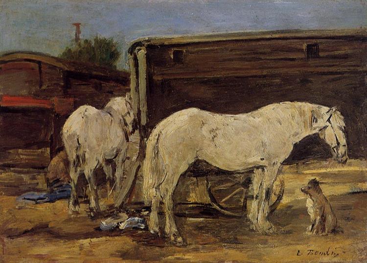 Gypsy Horses, c.1886 - Eugène Boudin
