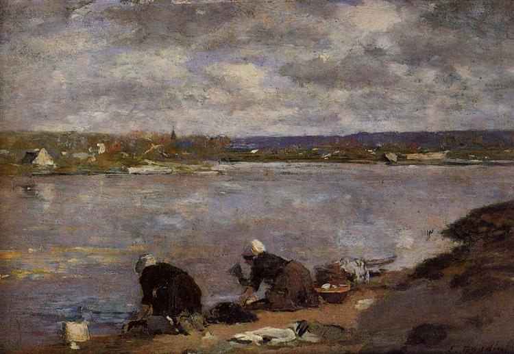 Laundresses on the Banks of the Touques, c.1883 - Эжен Буден