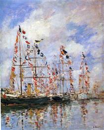 Sailing Ships at Deauville - Эжен Буден