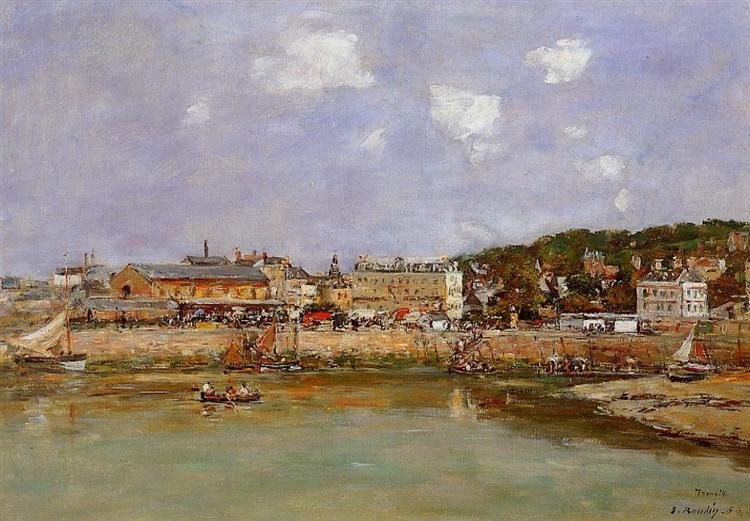 The Port of Trouville, the Market Place and the Ferry, 1884 - Эжен Буден