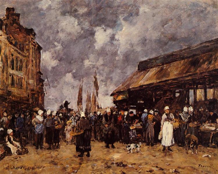 Trouville, the Fish Market, 1884 - Эжен Буден