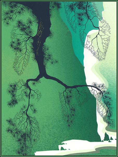 Sea Cliffs and Pine Branch, 2000 - Eyvind Earle