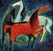 Three Noble Horses - Eyvind Earle