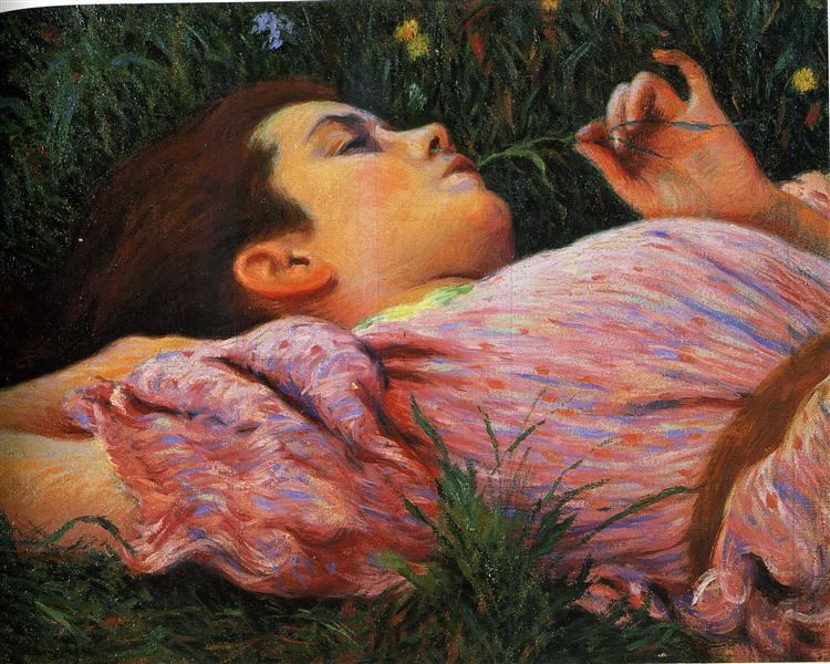 Girl with flowers, 1884 - 1894 - Федеріко Дзандоменегі