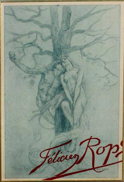 The Devil and Eve in the Garden of Eden - Felicien Rops