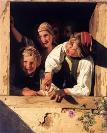 Children at the Window - Ferdinand Georg Waldmüller