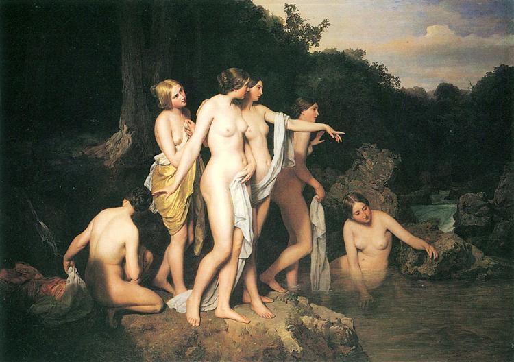 Women bathing at the brook, 1848 - Фердинанд Георг Вальдмюллер