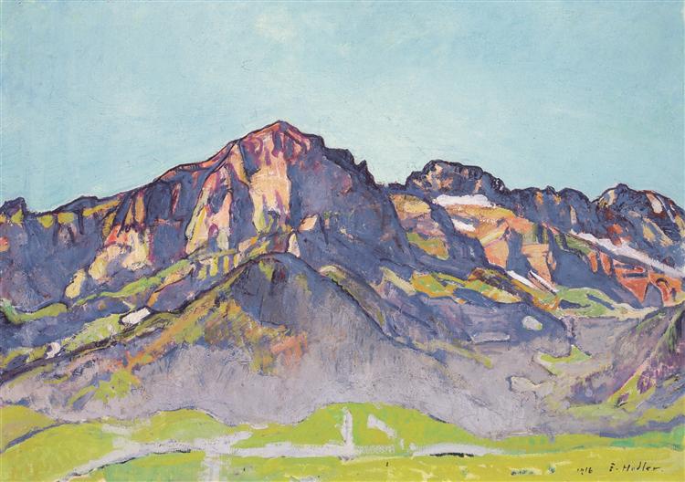 The Dents Blanches in Champéry at the morning sun, 1916 - Фердинанд Ходлер