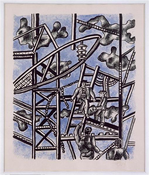 Manufacturers on a blue background, 1951 - Fernand Leger