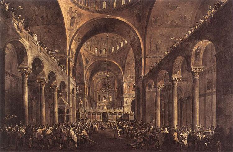 Doge Alvise IV Mocenigo Appears to the People in St. Mark's Basilica, 1775 - 1777 - Франческо Гварди