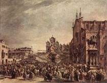 Pope Pius VI Blessing the People on Campo Santi Giovanni e Paolo - Франческо Гварді