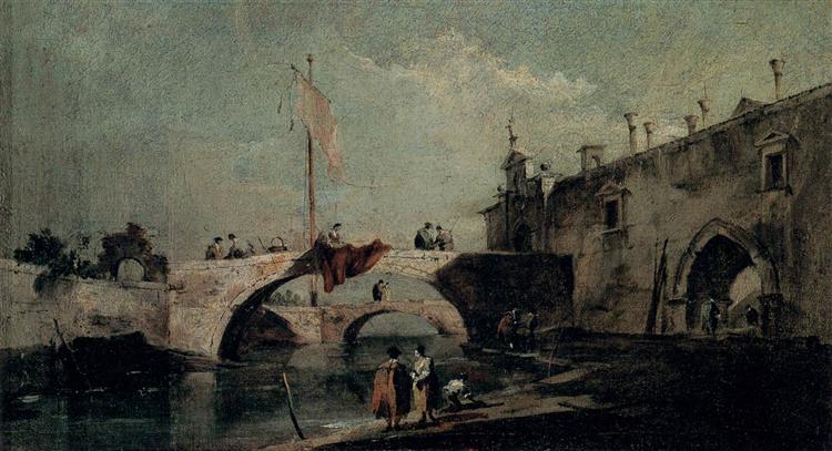 Town with a Bridge, c.1750 - Франческо Гварді