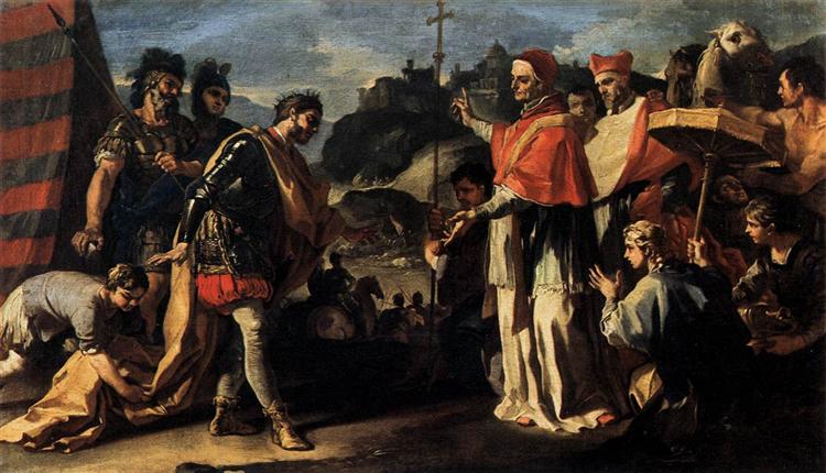 The Meeting of Pope Leo and Attila - Франческо Солімена
