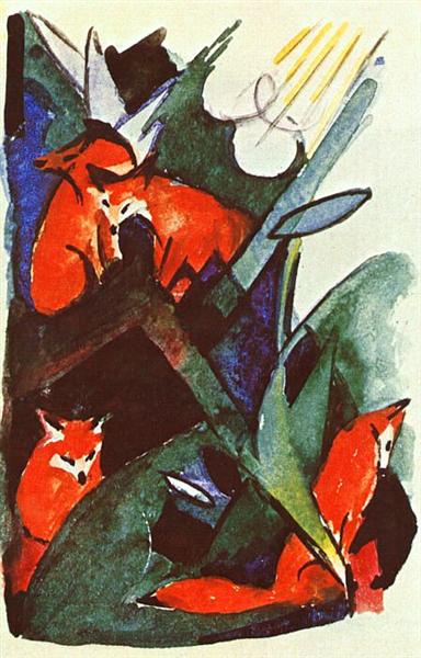 Four foxes, 1913 - Франц Марк