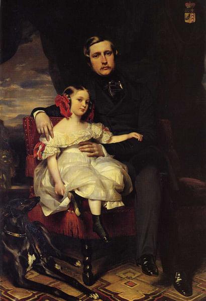 Portrait of the Prince de Wagram and his daughter Malcy Louise Caroline Frederique Napoléon Alexandre Berthier, 1837 - Франц Ксавер Винтерхальтер
