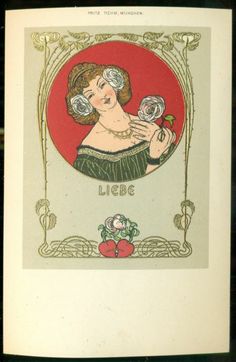 Postcard Love Heart Woman - Fritz Rehm
