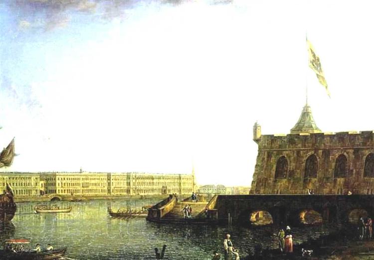 View of the Fortress of St. Peter and Paul and the Palace Embankmant, 1799 - Fiódor Alekséiev