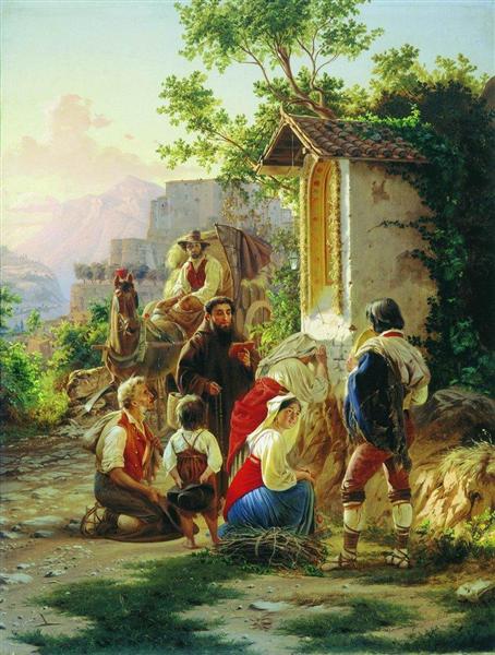 In the chapel, 1858 - Fyodor Bronnikov