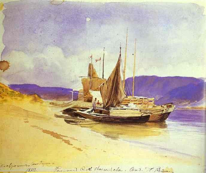 Barges near the Bank, 1870 - Fyodor Vasilyev