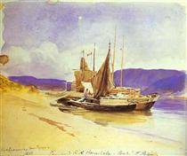 Barges near the Bank - Fiódor Vassiliev