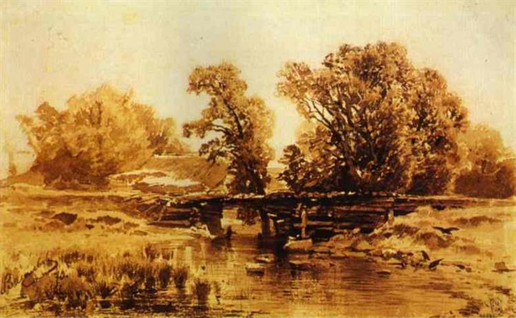 Bridge over a Brook, 1870 - Федір Васільєв