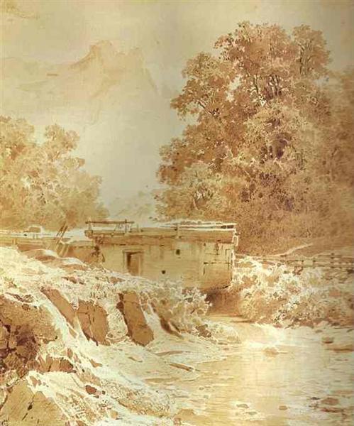 Water Mill on a Mountain River. Crimea - Fyodor Vasilyev