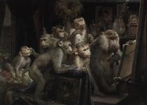 Monkeys and painting - Gabriel von Max