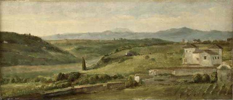 Panoramic Landscape with a Farmhouse - Джордж Фредерик Уоттс