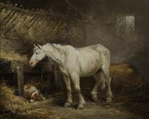 Horse and Dog in a Stable - Джордж Морланд