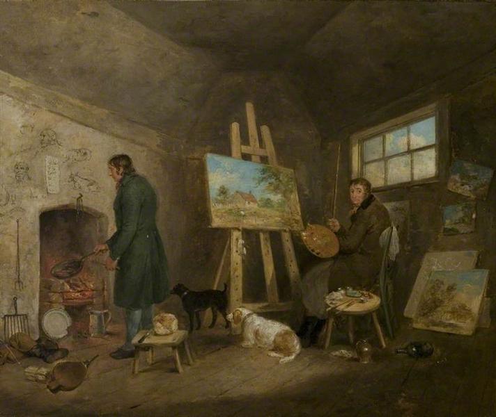 The Artist in His Studio and His Man Gibbs, 1802 - Джордж Морланд