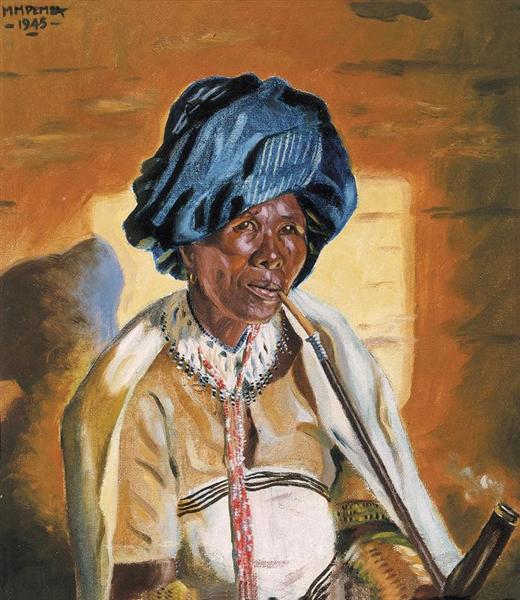 Xhosa woman smoking a pipe, 1945 - George Pemba
