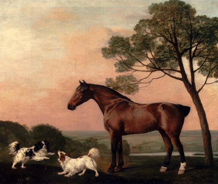 A Bay Hunter With Two Spaniels, 1777 - Джордж Стаббс