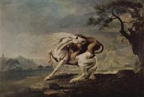 Lion Attacking a Horse - Джордж Стаббс