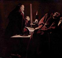 St. Francis in Extasy, also called The Praying Monk beside the Dying Monk - Georges de La Tour
