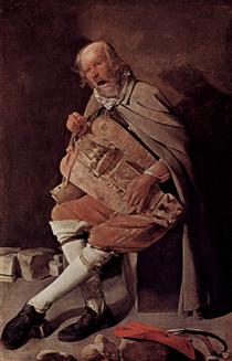 The Hurdy-Gurdy Player, also called Hurdy-Gurdy Player with Hat - Georges de la Tour