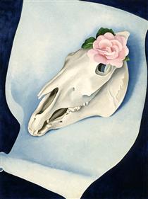 Horse’s Skull with Pink Rose - 歐姬芙